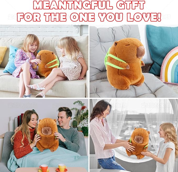 Cute Capybara Plush Toy 13.8 inch, Soft Capybara Stuffed Animal Plushies Pillow Birthday Gift for Kids