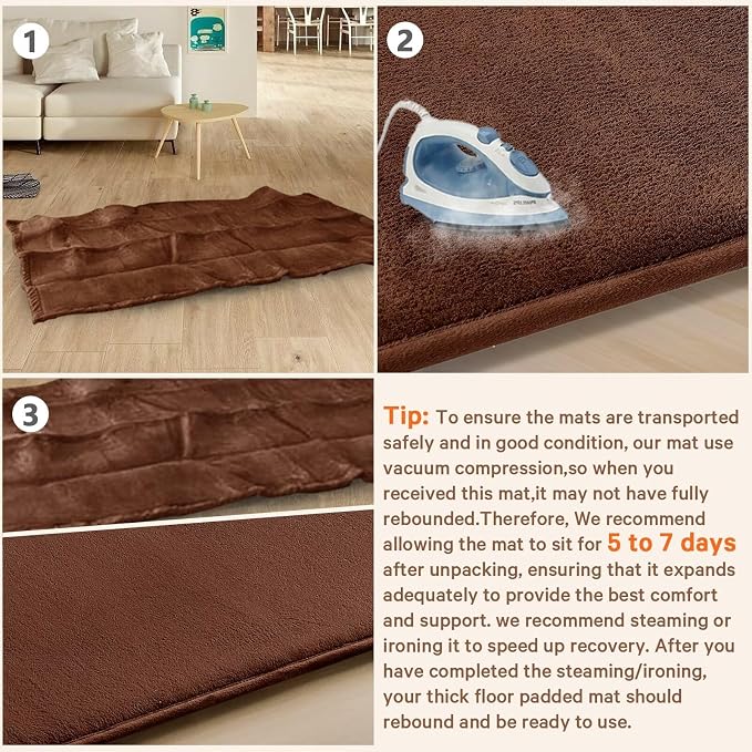 Baby Play Mat for Floor,Ultra Thick Elastic Foam 59"x79" Playmat Tummy Time Muscle Crawling Exercise Activity Cushion Gym Mat Nursery Playroom Area Kids Rug for Babies, Toddlers,Infants,Reddish Brown