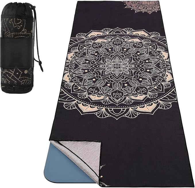 MoKo Yoga Towel, Non Slip Hot Yoga Towel Blanket Printing Pattern Quick Dry with Corner Pocket for Bikram, Pilates, Gym Workout, Outdoor Picnic, Lotus