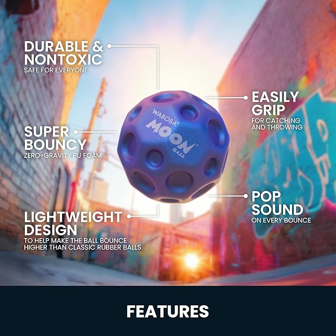 Waboba Metallic Moon Ball - Hyper Bouncy Ball - All Ages Extreme Bounce and Fun - Perfect for Active Play and Outdoor Games