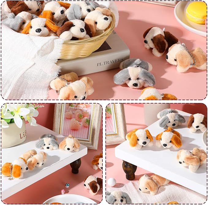 Sosation 20 Pcs Mini Stuffed Animal Dog Bulk Adopt a Puppy Favors Soft Puppy Gift Party for Kids Graduation Birthday Party Charity Donation Classroom Goodie Stuffer (Stylish Style,Traditional Color)