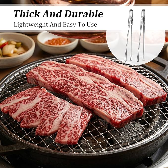 24 Pcs 11 Inches Stainless Steel Korean BBQ Grill Tongs Japanese Barbecue Tongs for Cooking Portable Kitchenware Home Outdoor Steak Salad Food