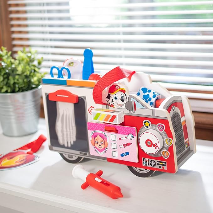 Melissa & Doug PAW Patrol Marshall's Wooden Rescue EMT Caddy (14 Pieces)