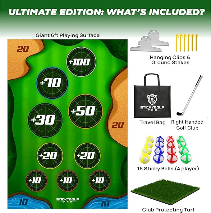Golf Game for Adults Outdoor Indoor - Backyard Chipping Set with Sticky Balls - Family Entertainment Multi-Player Action - Friend and Party Activity - Gift for Golfers