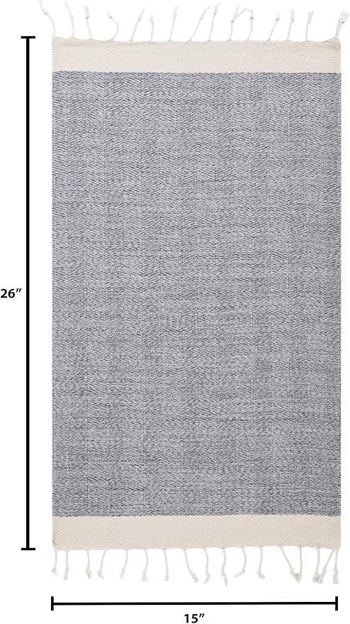 BAY LAUREL Turkish Hand Towel – Pack of 2 | Soft & Absorbent Decorative Towels for Bathroom, Hand, Face, Hair, Gym, Yoga, SPA, Kitchen & Tea | Boho Decor(Light Blue, Herringbone 15x26 Inches(Set of 2)
