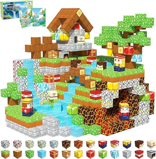 100PCS Magnetic Blocks for Kids 4-8, Magnetic Building Blocks Cubes, Stacking Magnetic Building Tiles Toys for Kids Toddlers Boys Girls Ages 3 4 5 6 7 8-12 Birthday Gifts