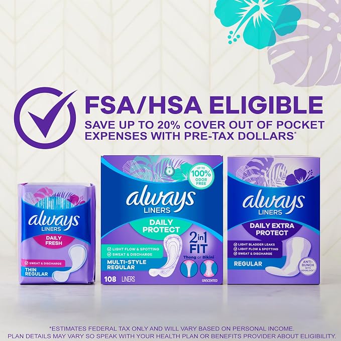 Always Daily Protect Multi-Style Liners, Regular Length, Unscented Panty Liners, Up to 100% Odor Free and Fragrance Free, Cleanguard Quilted Core Absorbs Wetness and Odors, 108 Count