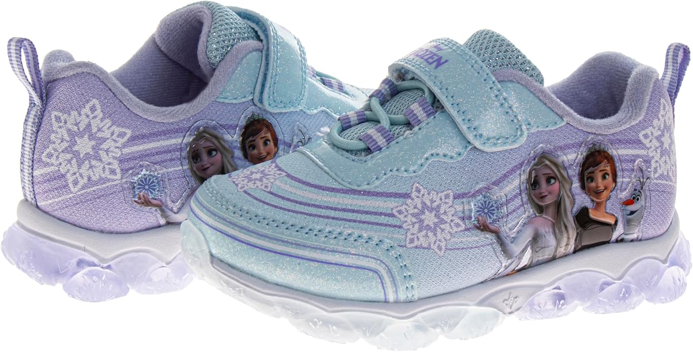 Girls Character Shoes Light Up Shoes LED Athletic Shoes for Girls Disney Princess Moana Little Mermaid Stitch Minnie Frozen Paw Patrol (Sizes: 5-10 Toddlers / 11-12 Little Kid)