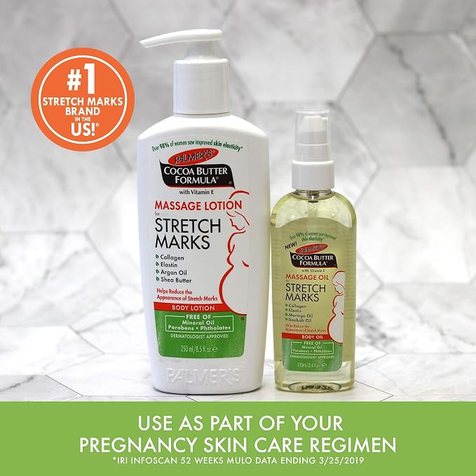 Palmer's Cocoa Butter Formula Massage Oil for Stretch Marks and Pregnancy Skincare, 3.4 Ounces (Pack of 6)