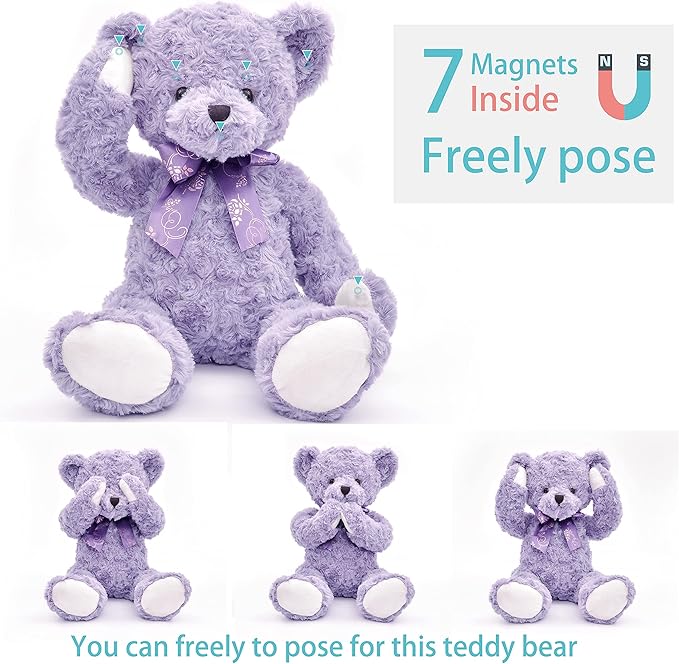 20" Posed Teddy Bear Stuffed Animal Cute Plush Toy for Girl Kids (Purple)