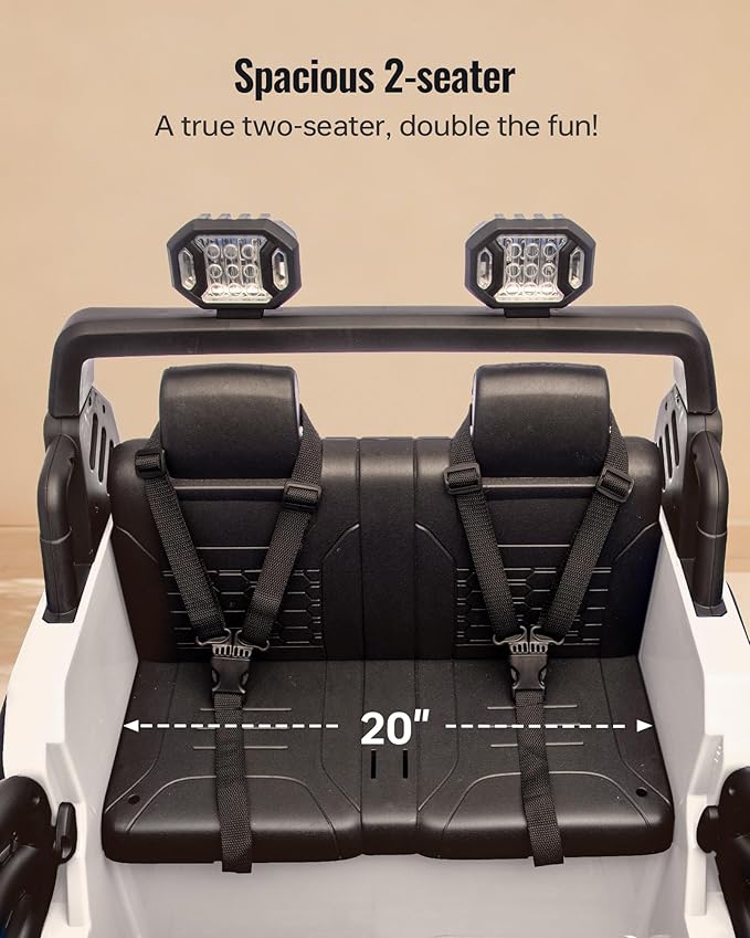 Outfunny 2 Seater Ride on Car Toy, 24V 4WD Electric Car for Kids 4-8 with Remote Control, 4x200W Motors, Capacity 150 lb - White