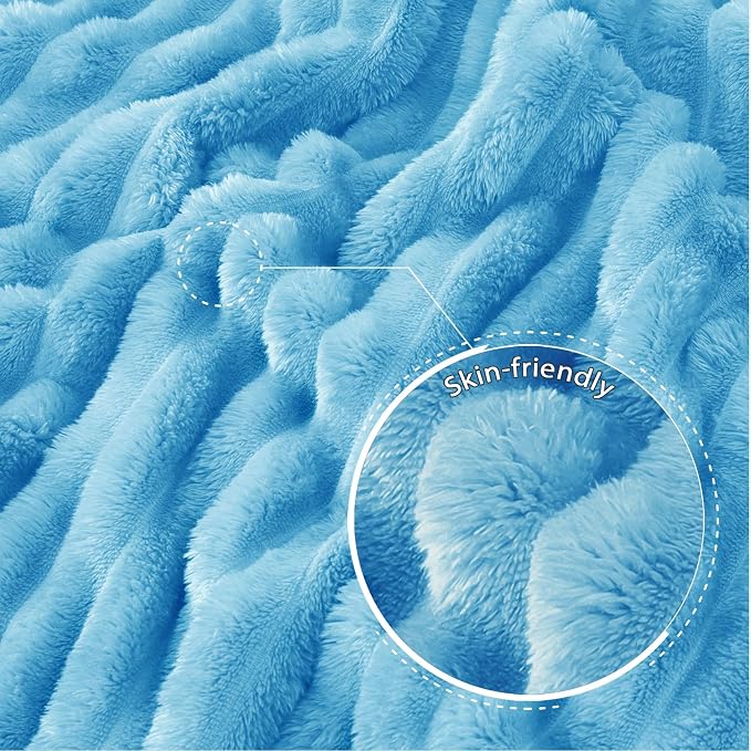 Exclusivo Mezcla Striped Queen Size Fleece Blanket for Bed, Couch, 90"x90" | Soft Breathable Cozy Bed Blankets, Lightweight Plush Fluffy Fuzzy Jacquard Decorative Blankets