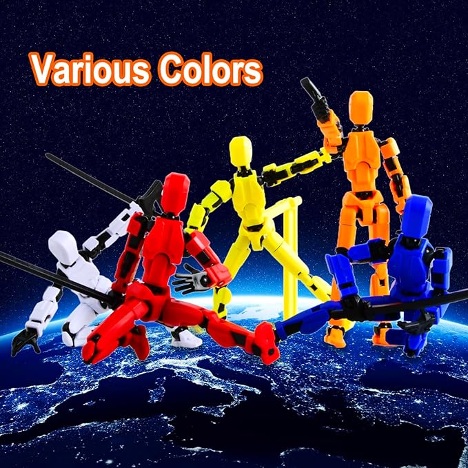 T-13 Creative Action Figure with Pose Stand,Anime Robot Building Toy Sets,Lucky Puppet Joints for Boys,Girls,Men,Women,Multi-Jointed Moveable Dummy Desk Decoration,Desktop Ornament for Game Lover,Red