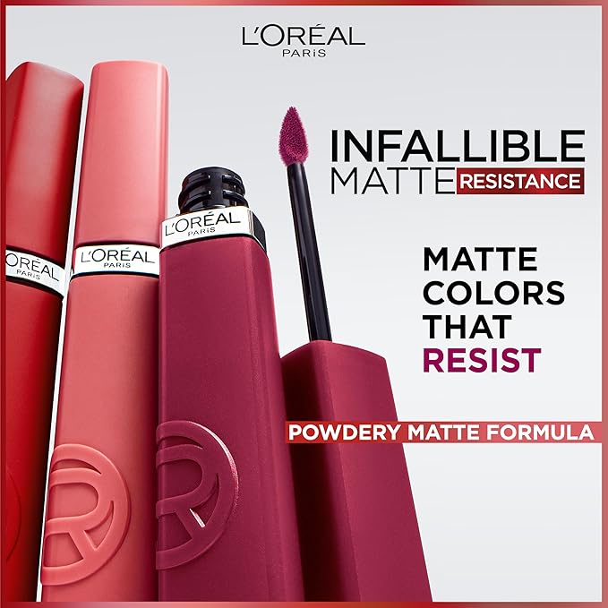 L'Oreal Paris Infallible Matte Resistance Liquid Lipstick, up to 16 Hour Wear, Snooze Your Alarm 115, 0.16 Fl Oz