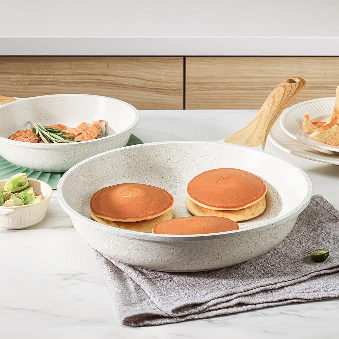 SENSARTE Nonstick Ceramic Frying Pan Skillet, 8 Inch Omelet Pan, Healthy Non Toxic Chef Pan, Induction Compatible Egg Pan with Heat Resistant Handle, PFAS-Free, White