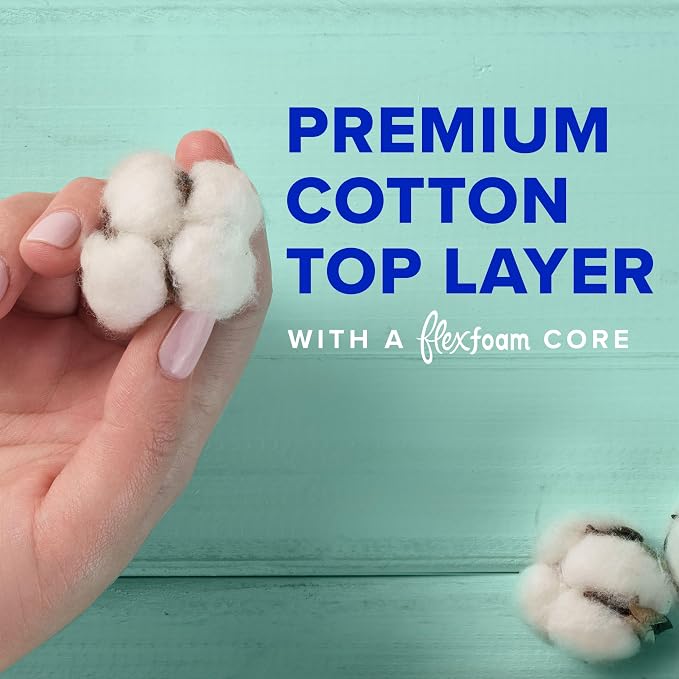 Always Pure Cotton Feminine Pads for Women, FlexFoam Pads with Wings, Size 4, Overnight Absorbency, Unscented, 60 Count (Pack of 2)