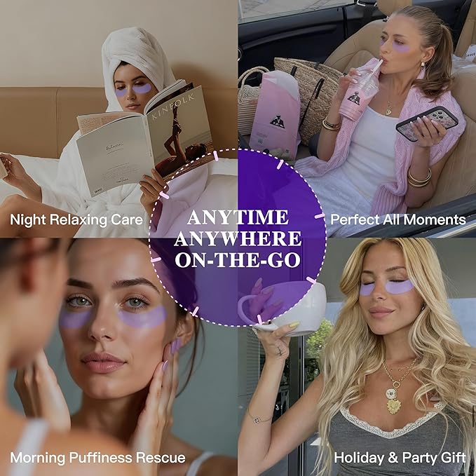 Grape Seed Collagen Under Eye Patches, Eye Mask for Puffy Eyes and Dark Circles, Deep Hydrating Under Eye Mask Patches for Eye Bags Treatment, Under-eye Skincare Boost Radiance (12 pairs)