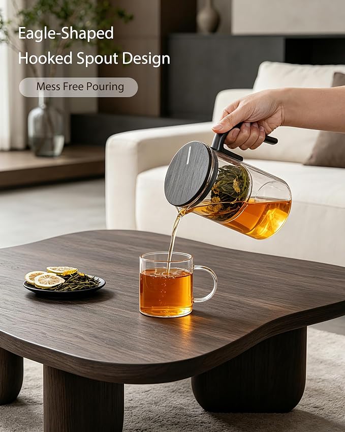 ZENS Enchanted Teapot, Magnetic Glass Tea Infuser Pot for Loose Leaf Tea Steeper, Magic Tea Maker, Mess-Free Loose Tea Diffusers for Tea Lovers Ideal Gifts, 28oz (830 ml)