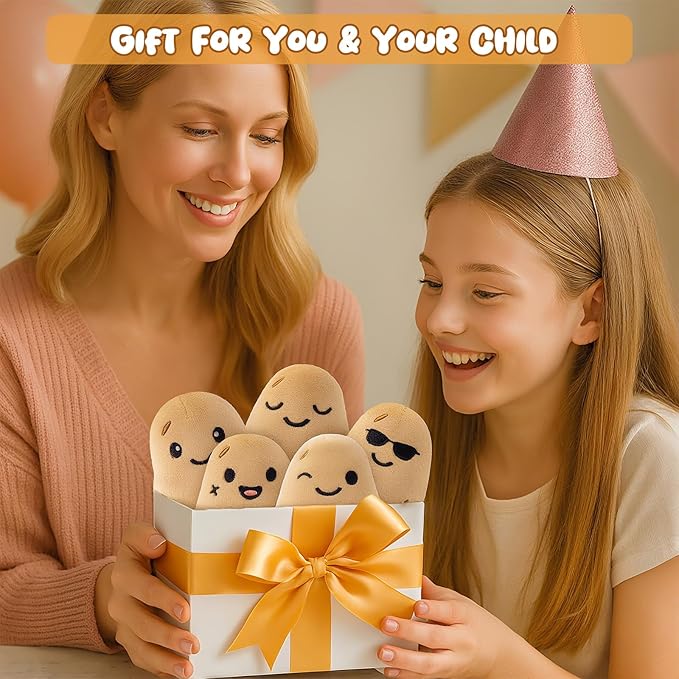 Mood Support Plush Potatoes Bundle: 5 Adorable Stuffed Potatoes in Basket, Emotional Wellness Stuffed Animals Toys, Stress Relief Sensory Toys for Adults & Kids Gift for Christmas/Birthday