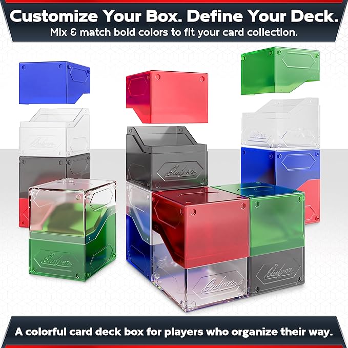 Quiver Time 360° Modular Nexus DeckBlock - Durable Stackable MTG Deck Box for Commander fits 100+ Cards | Stylish 100 Card Deck Box MTG | Interchangeable TCG Decks Boxes (1 pcs, Clear)