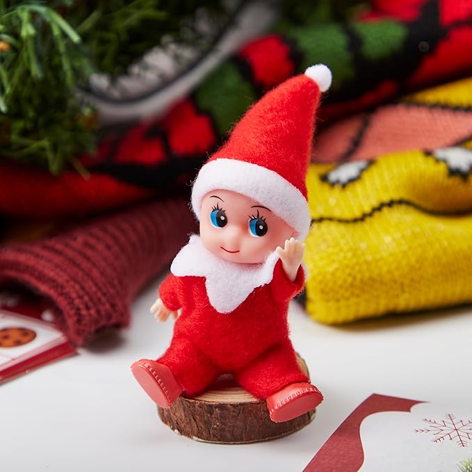 JOYIN 1 Pack Christmas Red Tiny Elf Soft Plush Toy for Adults Kids Accessories Party Favors Xmas Party Supplies Christmas Decor, Xmas Gift