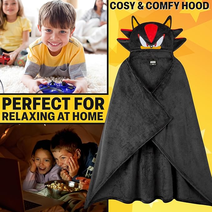 Get Trend Blanket with Hood for Kids 51x35in, Fleece Throw Cozy Wearable Blanket with Hood and Ears Gifts for Kids