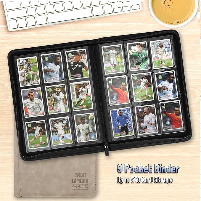Trading Card Binder, Premium 9 Pocket Double Sided 540 Pocket PU Card Collection Binder, Collectible Trading Card Albums for MTG, TCG, Sport Card, Game Cards (Ecru)