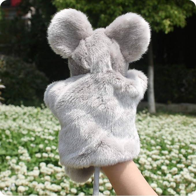 Mouse Hand Puppets Plush Animal Toys for Kids Imaginative Pretend Play Storytelling Gray