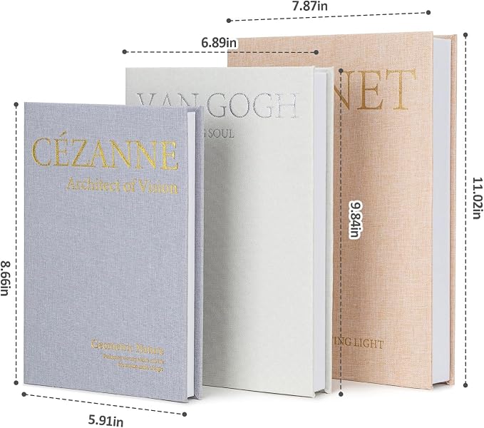 TwoDays Decorative Books for Coffee Table Decor – Faux Book Storage Box Set for Home Shelves, Linen Fabric Storage Boxes, Aesthetic Stacked Book Decoration for Living Room (Set of 3)