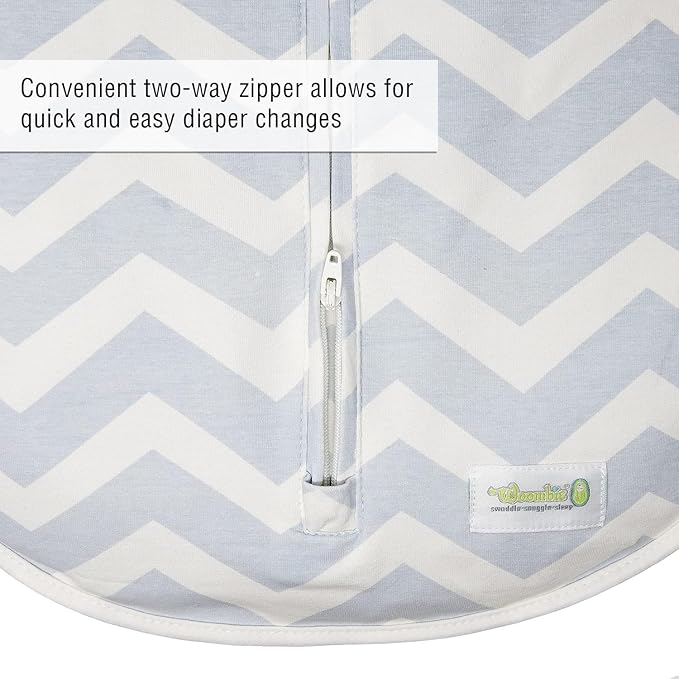 Woombie Convertible Baby Swaddle Blanket, Converts to Wearable Blanket for Babies Up to 6 Months, Blue Chevron, 14-19 lbs