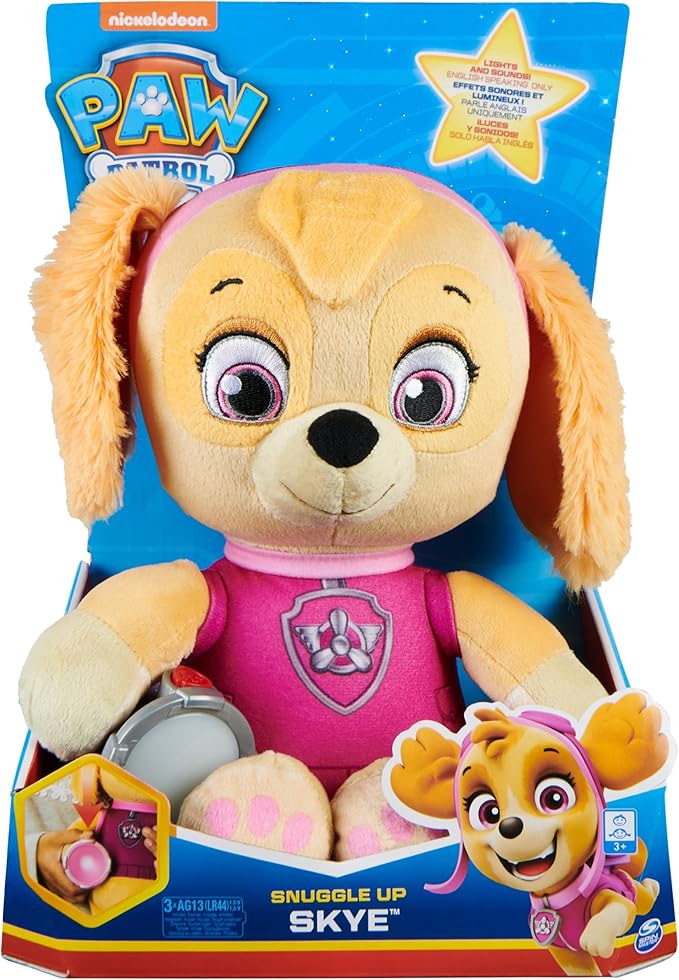 Paw Patrol, Snuggle Up Skye Plush with Flashlight and Sounds, for Kids Aged 3 and Up