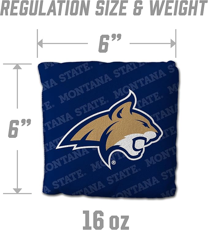 YouTheFan Officially-Licensed NCAA Set of 4 Cornhole Bags - All Weather Regulation 6” x 6” Size - 16oz Weight - Designed in USA