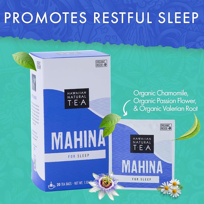 Hawaiian Natural Tea - Mahina Chamomile Tea, All-Natural Herbal Caffeine-Free Tea, Vegan and Keto-Friendly, 20 Tea Bags