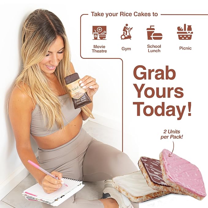 Deluxe & Bla Bla Chocolate Covered Rice Cakes 12 Pack – Whole Grain, Gluten-Free, Kosher Snack – Low-Calorie & Crunchy – Coated with Dark & White Chocolate & Strawberry Yogurt (19g Each)