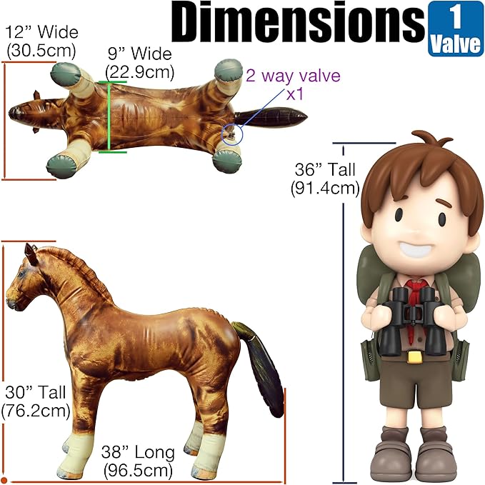Jet Creations Inflatable Horse 38" L x 30" H – Golden Brown Blow Up Animal Toy for Kids Ages 3+ – Halloween, Fall & Western Party, Yard Display, Birthday & Holiday Decor, Photo Prop, 1 PC
