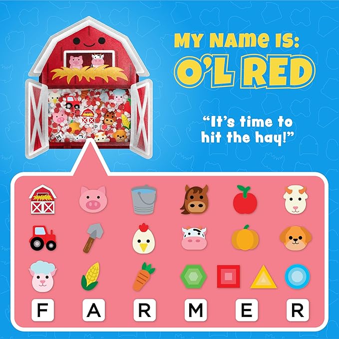 BIZYBOO - The Original Seek & Find Plush - Hidden Object Search Problem Solving Educational Matching Game for Kids 2 and Up (Ol' Red)
