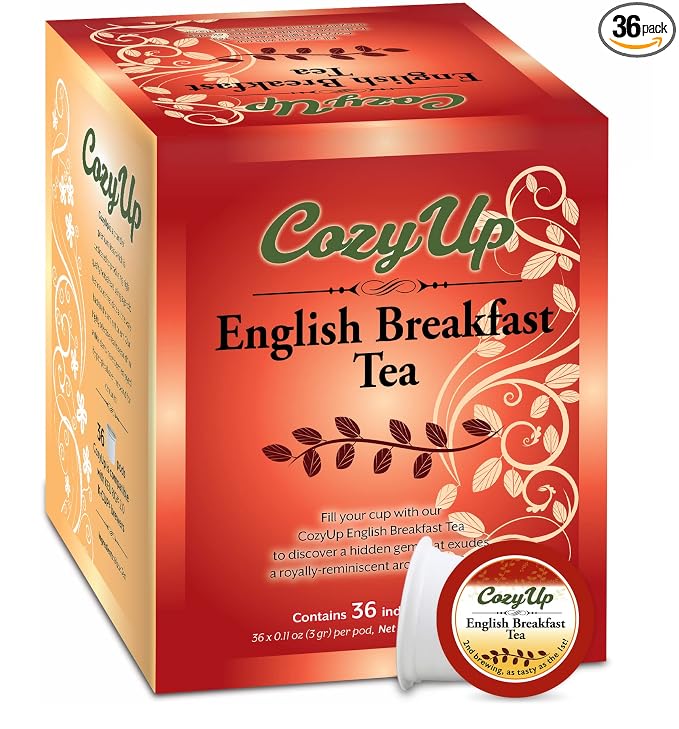 Cozy Up English Breakfast Tea K-Cup Pods, 36-Count, Compatible with Keurig Brewers