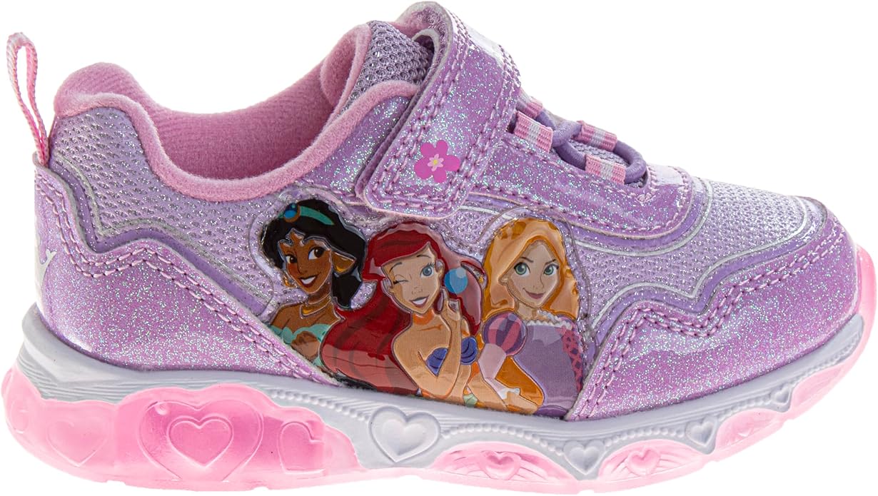 Girls Character Shoes Light Up Shoes LED Athletic Shoes for Girls Disney Princess Moana Little Mermaid Stitch Minnie Frozen Paw Patrol (Sizes: 5-10 Toddlers / 11-12 Little Kid)