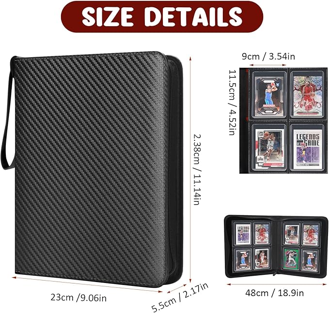 Toploader Binder 4 Pocket, Top Loader Card Storage Holds 96 Cards Top Loader Binder for Trading Cards 3" x 4" Rigid Card Holders and Sports Cards Organized