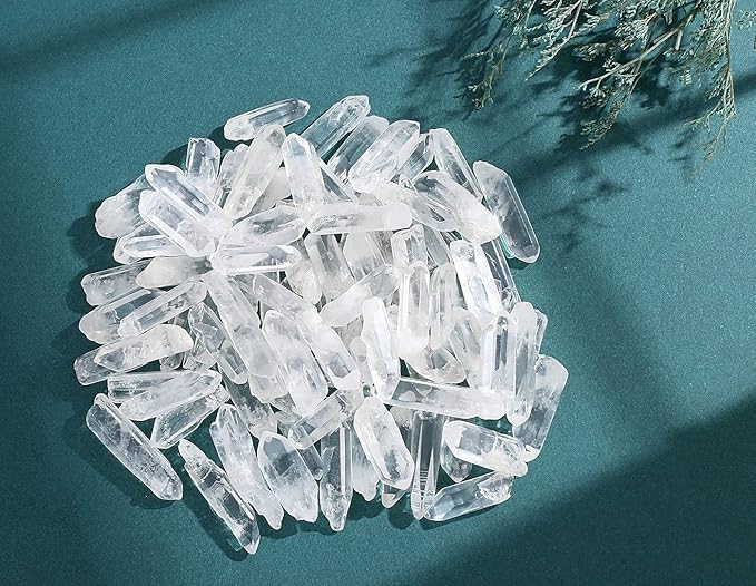 DUQGUHO Raw Crystals Bulk 0.45 lb Natural Clear Quartz Crystal Points Irregular Tumbled Polished Crystal Stones for Jewelry Making Plants Succulent Vase Filler Home Decorative Stones 0.8-1.6"
