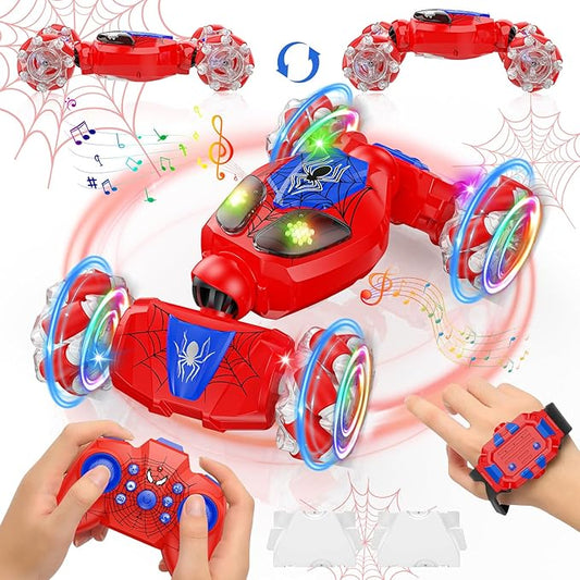 Spider Gesture Sensing RC Stunt Car Toys for Age 6-8-12 Boys & Girls, 4 WD 2.4Ghz Double Sided 360° Rotating Hand Controlled Remote Control Twist Cars, Cool Birthday presents and Ideas Gifts for Kids