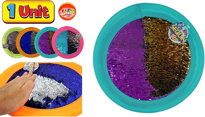 JA-RU Sequin Flyer Soft Frisbee-Disk Toy (1 Frisbee Assorted) Flying Disc for Kids and Adults, Boys and Girls. Beach Pool Indoor and Outdoor Throwing Games. Birthday Gifts (Pack of 2)