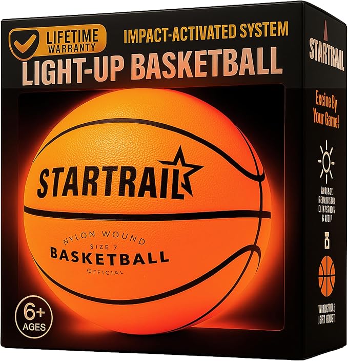 TOMLEON Light Up Basketball | Glow in The Dark Basketball | LED Basketball Size 7 | Glowing Basketball Ball | Lighted Basketball | Coolest Things for Boys & Girls | Toys for 10 Year Old Kids