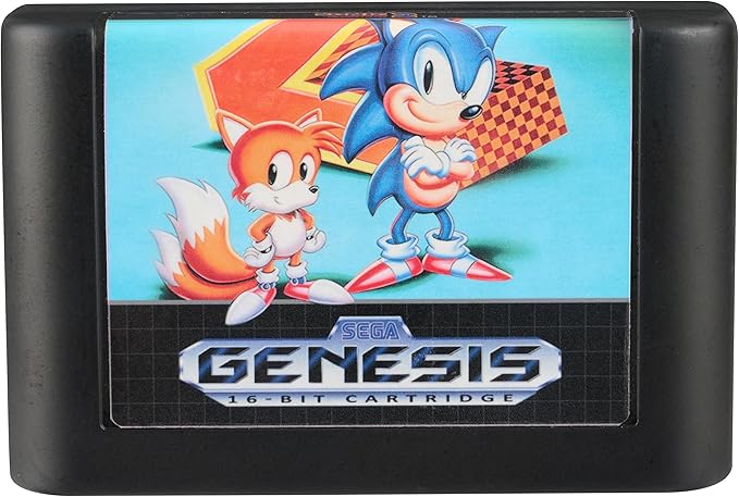 Sonic The Hedgehog 2 Collectible Diorama Playset – Mini Sonic & Tails Figures with Emerald Hill Zone Scene – Retro SEGA Genesis Cartridge