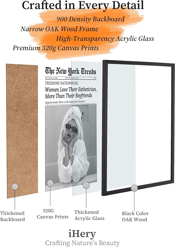 iHery 8x10in Women Love Their Esthetician Framed Bathroom Wall Art | Black OAK Wood Frame with Canvas Print, Funny Esthetician Decor for Salon, Bathroom, Bedroom, Dorm and Living Room, 1Pack