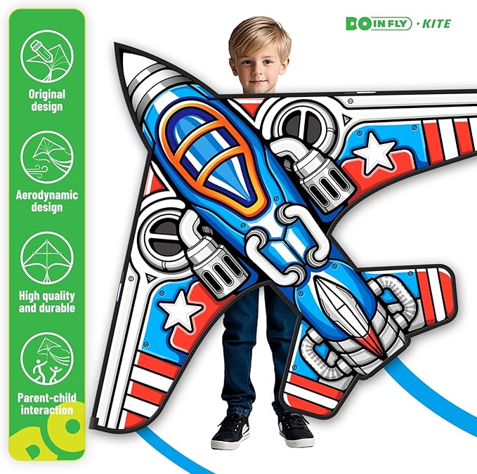 Fighter Kite Set, Suitable for Children Aged 8 to 12, Adults, Easy-to-Fly and Easy-to-Assemble Kite Suitable for Beginners