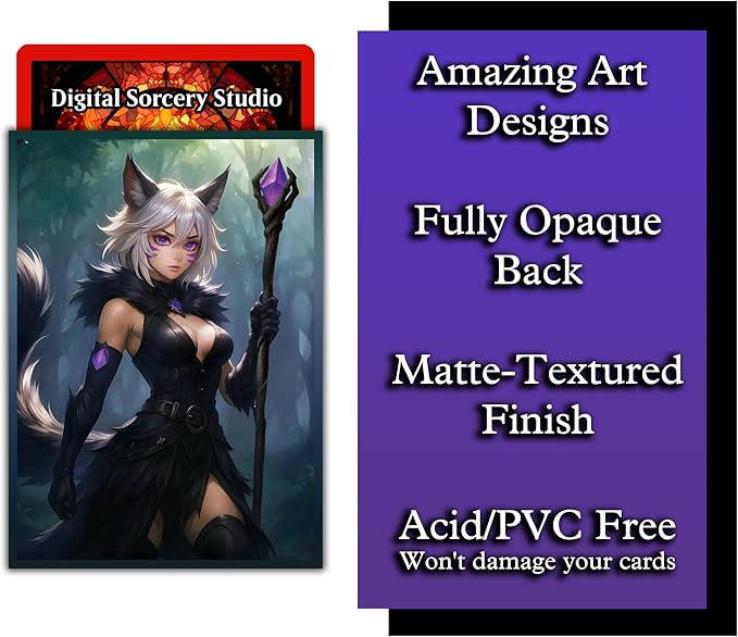 Anime Cat Warlock Card Sleeves 102 Pack – Compatible with MTG & TCGs – Perfect for Y'shtola, Night’s Blessed & Final Fantasy Commander Decks – Premium Card Game Sleeves for Magic
