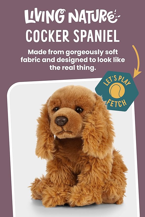Living Nature Cocker Spaniel Stuffed Animal | Fluffy Dog Animal | Soft Toy Gift for Kids | 9 inches