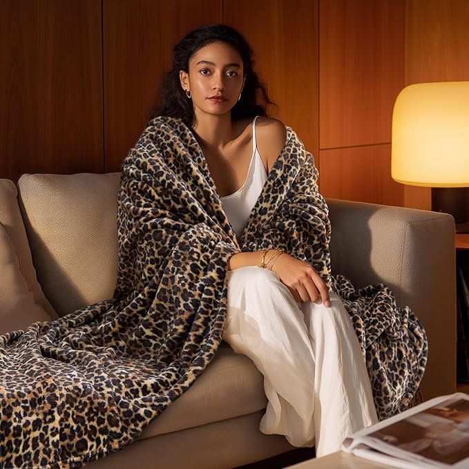 BEDELITE Fleece Blanket Soft Plush Twin Size Blanket Brown Leopard 60"x80" | Ultra Soft Fleece, Plush Microfiber, Lightweight Warmth, All Season Comfort, Cheetah Decor, Machine Washable, Couch Sofa Bed