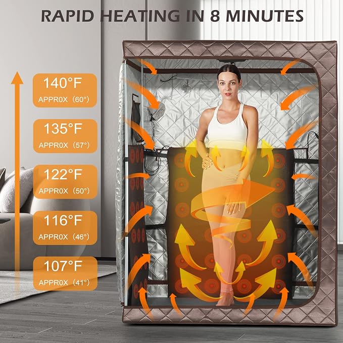 Portable 1-2 Personl Infrared Saunas for Home, Full Spectrum Infrared Sauna, Full Size Large Space Spa, 2 Portable Upgrade Chair, Oversize Full Body Home Sauna Spa for Relaxation & Detox